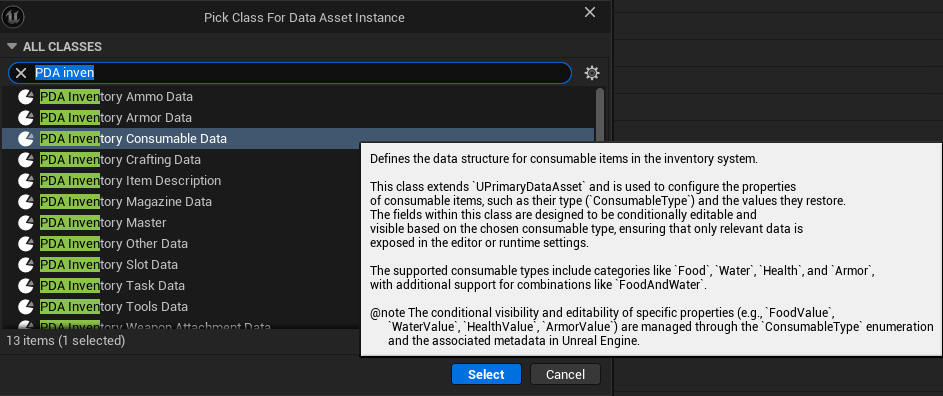 Select consumable data class