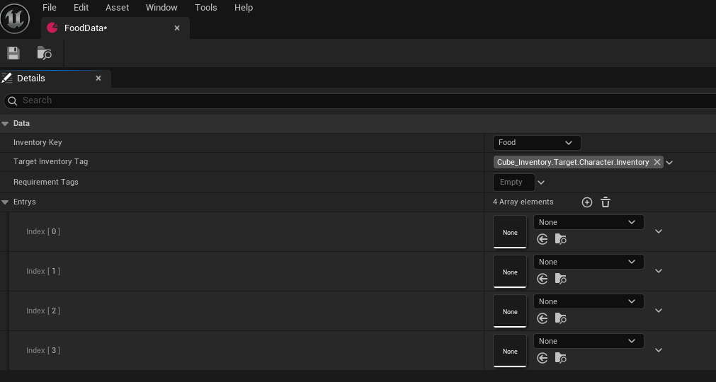 Food database configuration