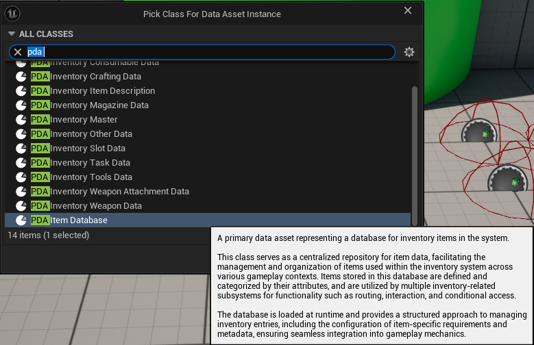 Select the database class